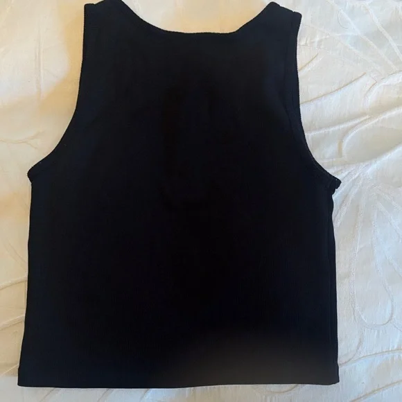 Black Ribbed Henley Tank - Picture 2 of 6